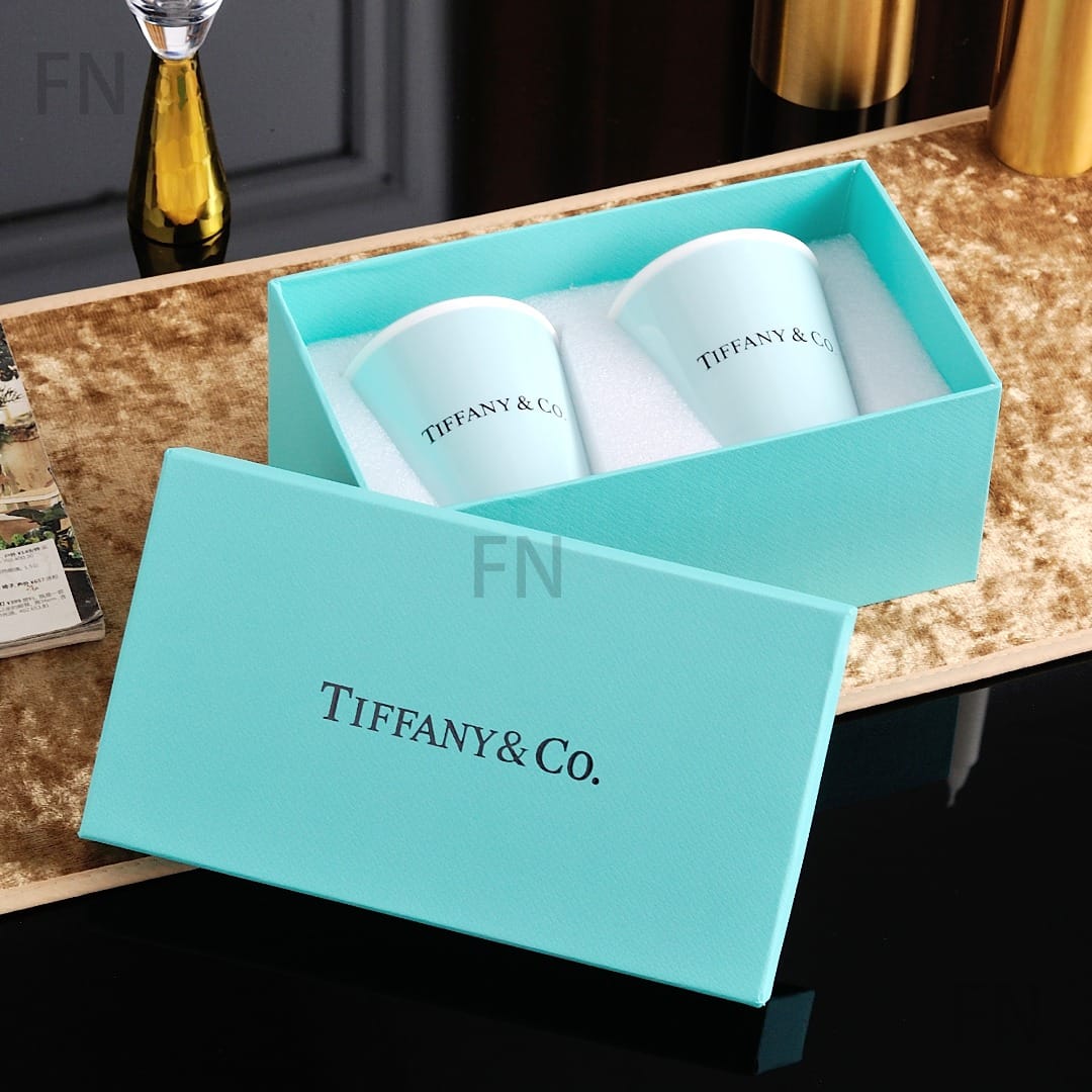 Tiffany & Co. Tumblers (Set of 2) Blue with Box , Bone China